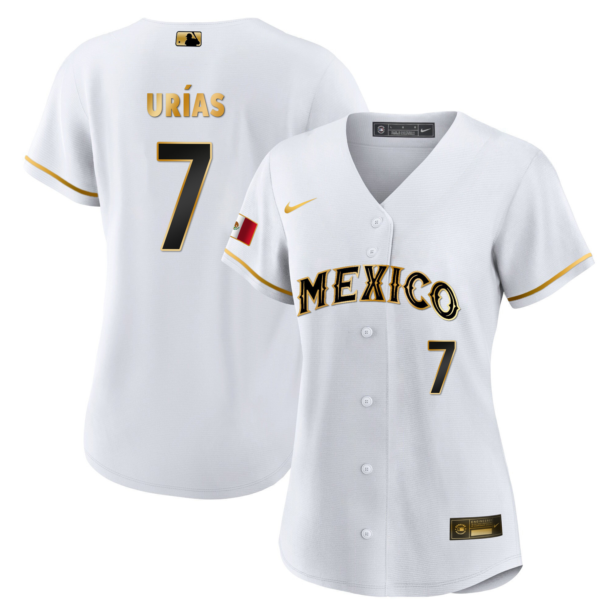 Women’S Mexico 2023 Gold Cool Base Special Jersey – All Stitched