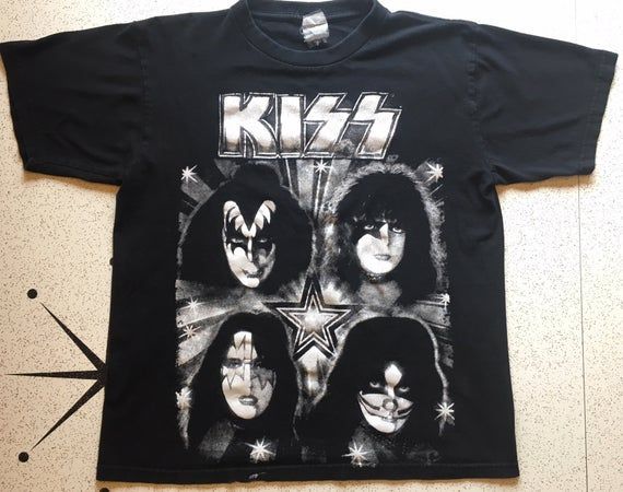 Super Rare Kiss Concert Vintage 80 S Rock Heavy Metal Band Mens Med Large Gene Simmons Ace Frehley Paul Stanley Peter Criss Shirt