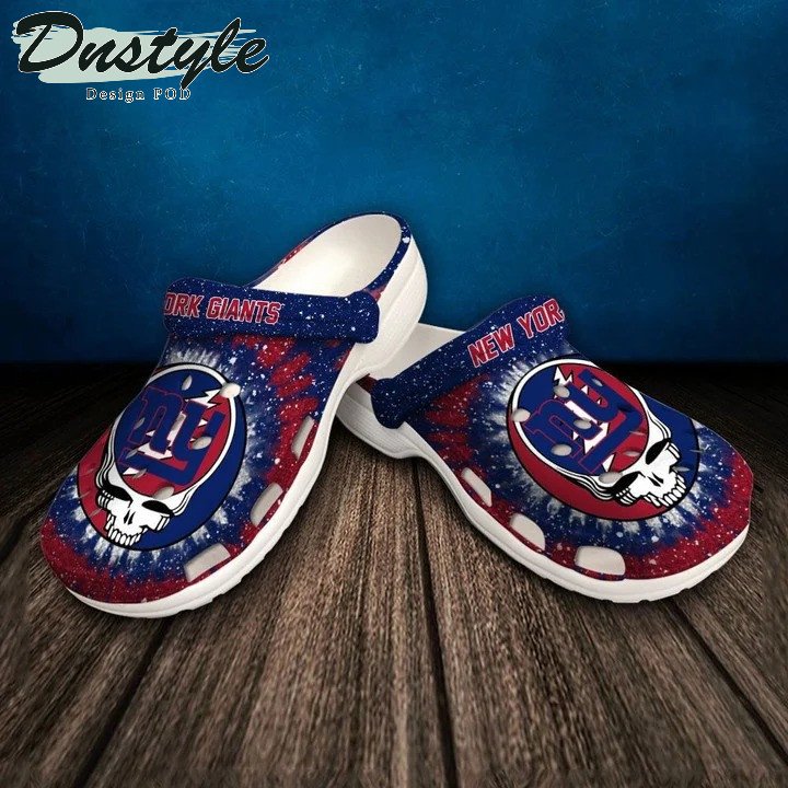 New York Giants Skull Pattern Crocs Classic Clogs Shoes In Blue & Red