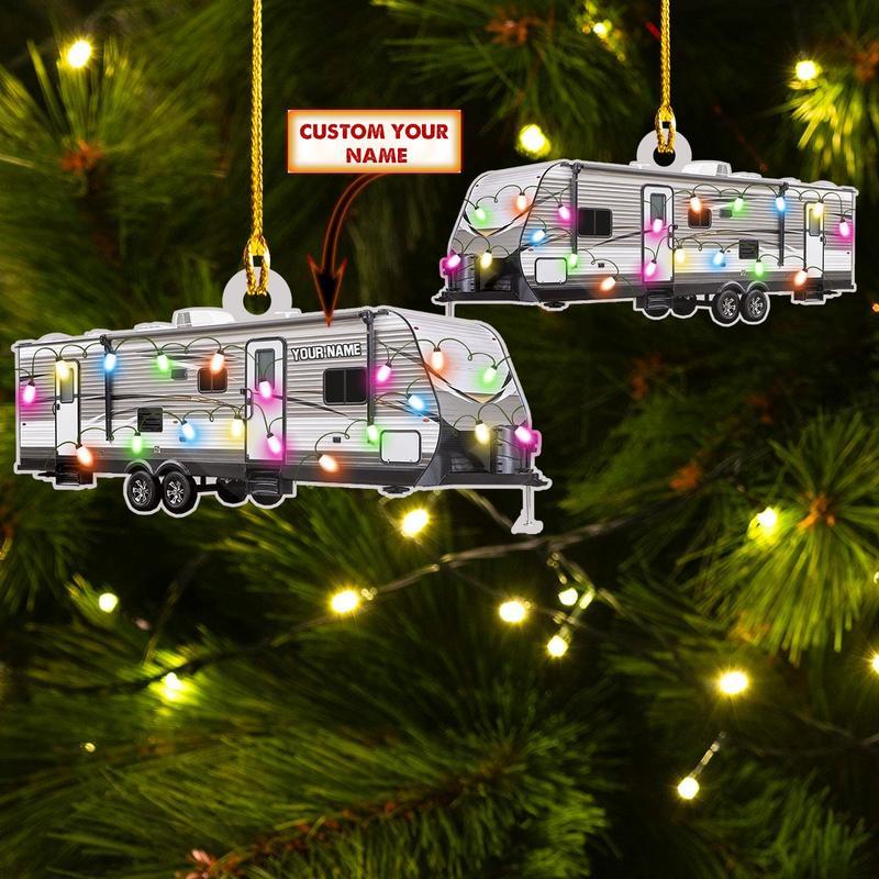 Personalized Travel Trailer Custom Name Ornament, Custom Shaped Ornament Christmas