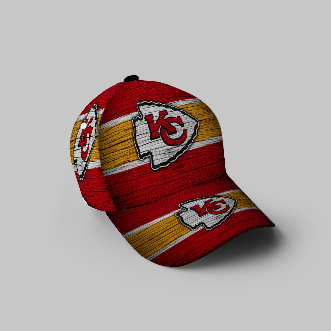 Kansas City Chiefs Wooden V2 Texture 3D Printing Baseball Cap Classic Hat