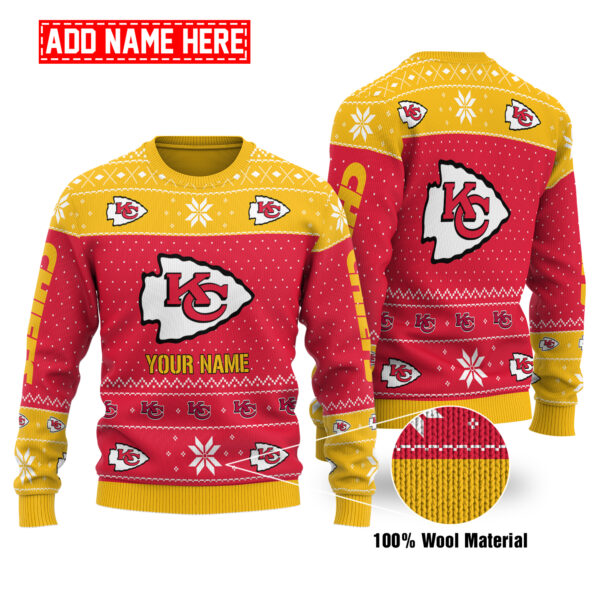 Kansas City Chiefs Personalized Woolen Sweater Bgswt110