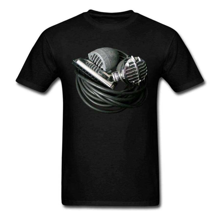 Men T-Shirt Harmonica Vintage Bullet Mics Men’S Short Sleeve T-Shirt