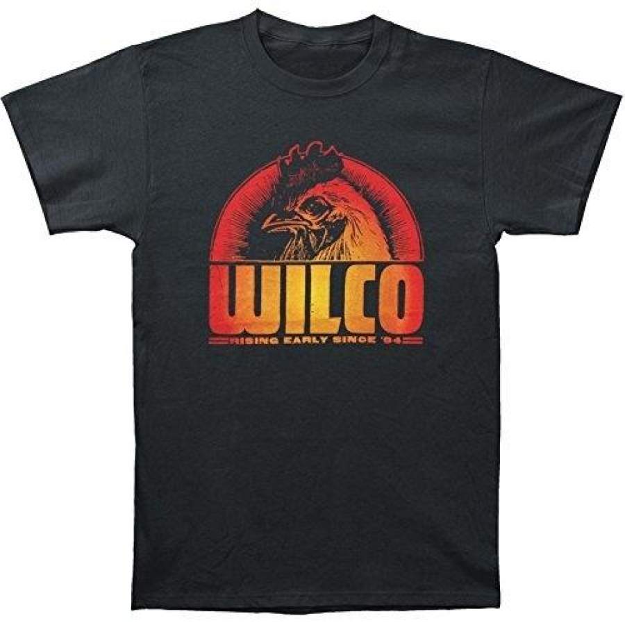 Wilco Men’s Black Rooster Vintage T-Shirt Black Summer Fashion T-shirt