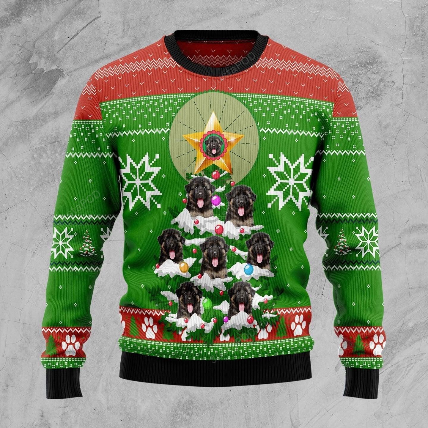 German Shepherd Pine Ugly Christmas Sweater, German Shepherd Pine 3D
