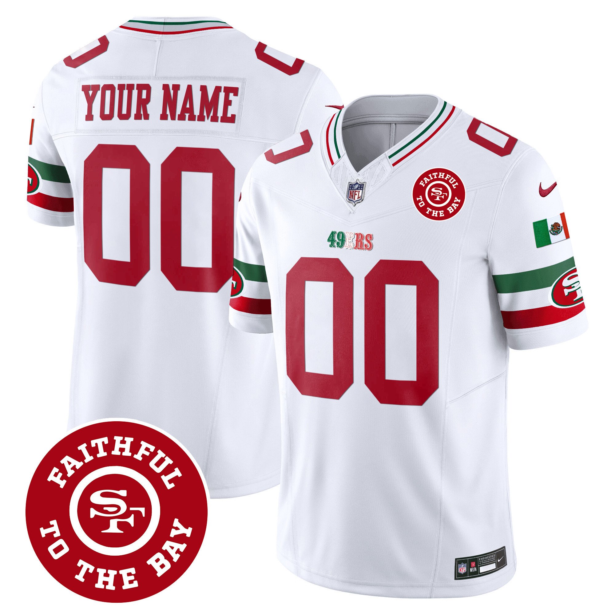 49Ers Mexico Faithful To The Bay Patch Vapor Custom Jersey – All Stitched