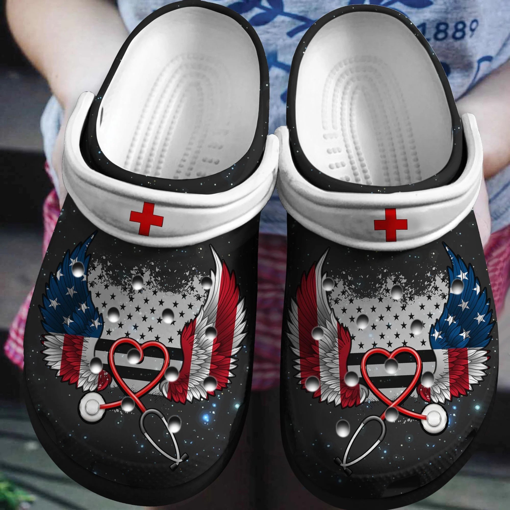 American Nurse Wings Crocs Shoes 4Th Of July –  Nurse Life Clog Independence Gift For Woman Man