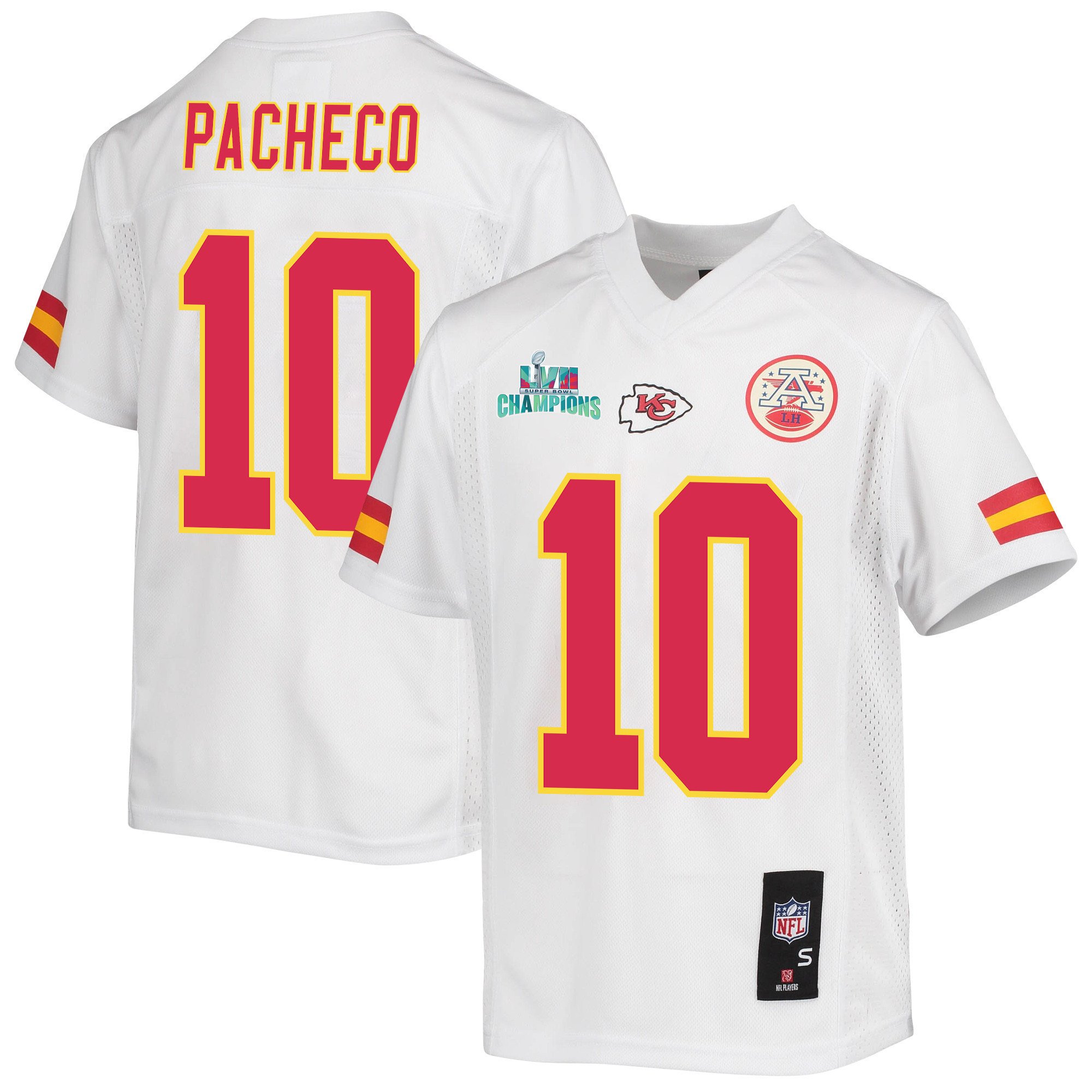 Isiah Pacheco 10 Kansas City Chiefs Super Bowl Lvii Champions Youth Game Jersey – White