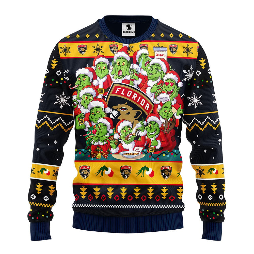 Florida Panthers 12 Grinch Xmas Day Ugly Christmas Sweater