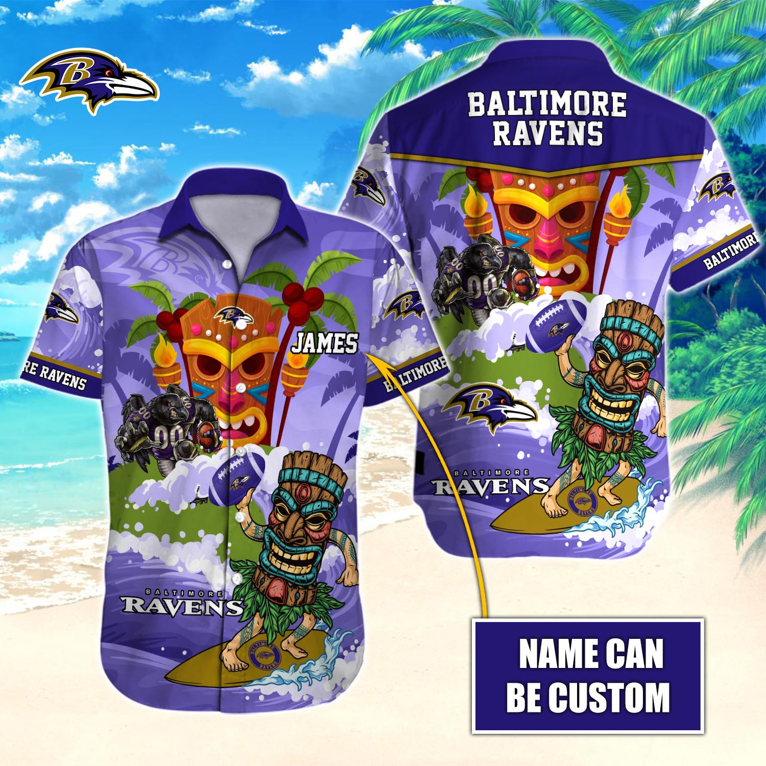 Baltimore Ravens Nfl-Hawaiian Shirt Custom T-40152