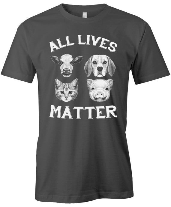 Animal Lover Tee All Lives Matter Vegan American Apparel Poly Cotton Unisex T Shirt Item 2820