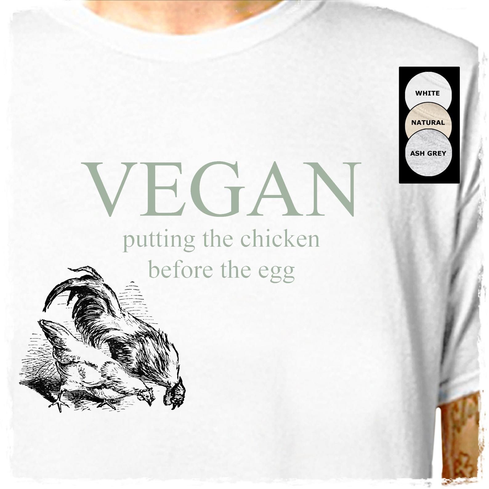 Vegan – The Chicken And The Egg T-Shirt Animal Welfare Vegetarian Organic Food Hen Farming Father Day Lazycarrot