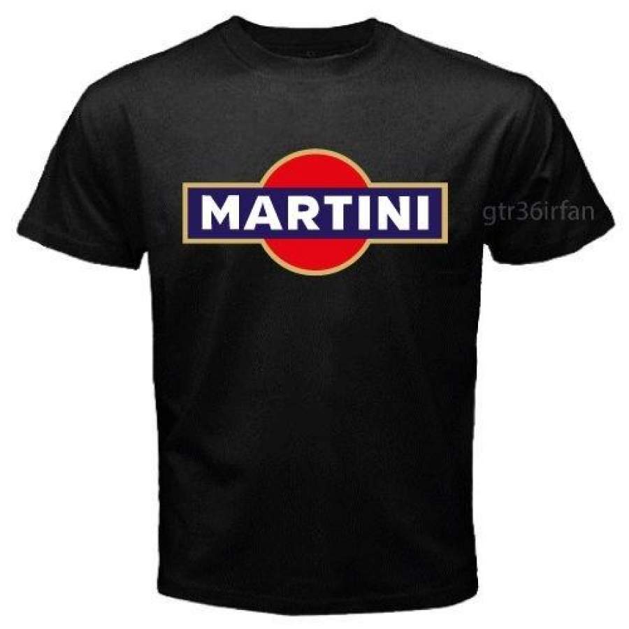 New Martini Cocktail Vintage Racing Logo Men’s Black T-shirt