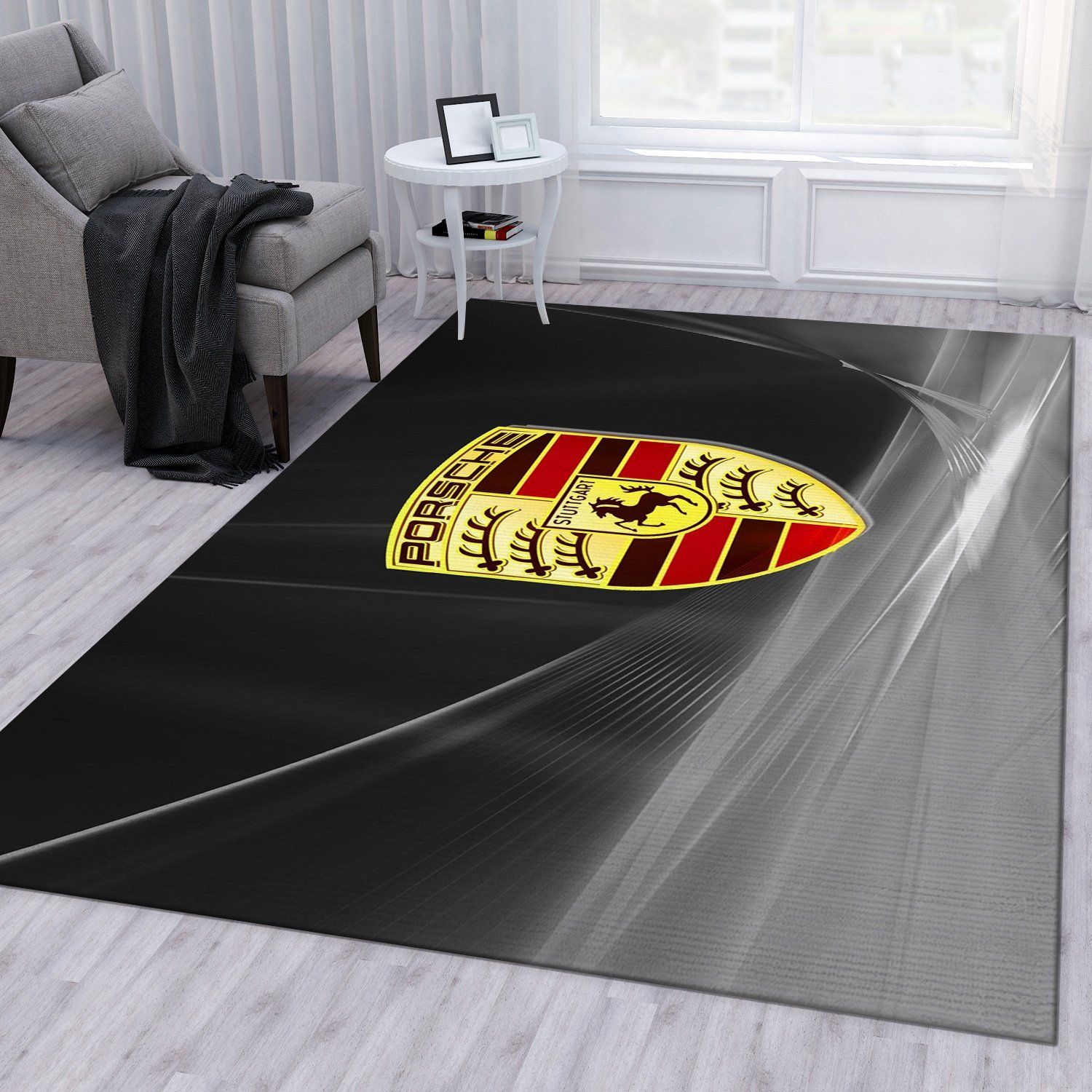 Porsche Logo Ver2 Area Rug Living Room Rug Home Decor Area Rug For Living Room Bedroom Rug Home Decor