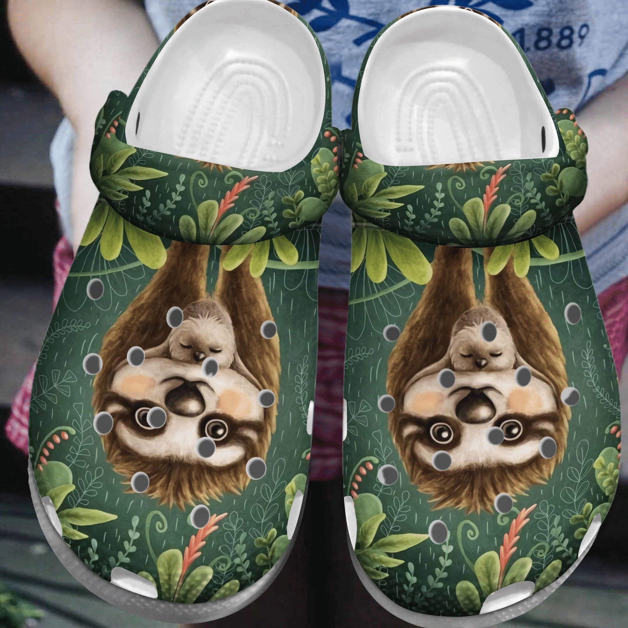 Sloth Mom With Baby Tropical Crocs Shoes – My Spirit Animal Crocbland Clog Birthday Gift For Boy Girl Son Daughter