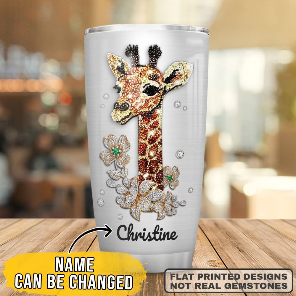 Personalized Giraffe Tumbler Cup With Lid 20Oz 30Oz Giraffe Animal Stainless Steel Double Wall Vacuum Insulated Tumblers Coffee Travel Mug