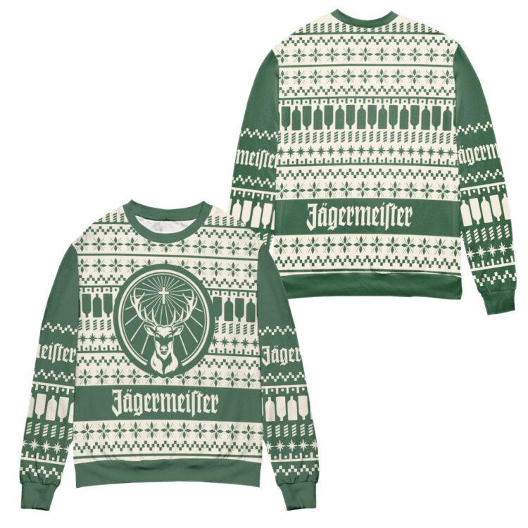 Jagermeister Logo Snowflake Pattern Ugly Christmas Sweater All Over