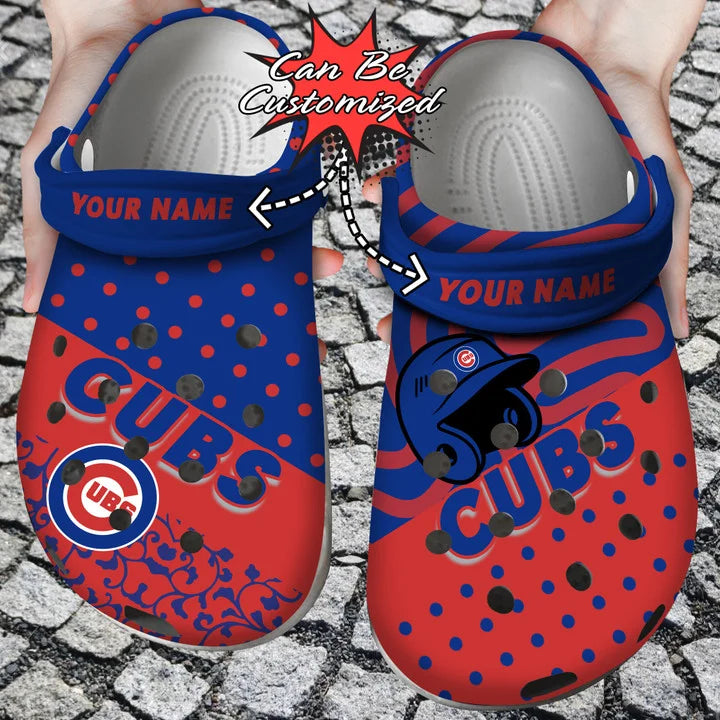 Baseball Crocs – Personalized Chicago Cubs Team Polka Dots Colors Clog Shoes