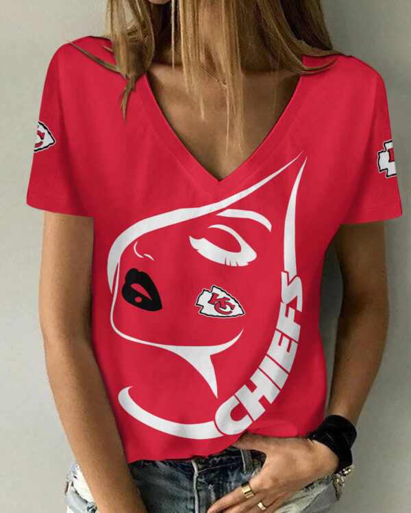 Kansas City Chiefs Summer V-Neck Women T-Shirt 133