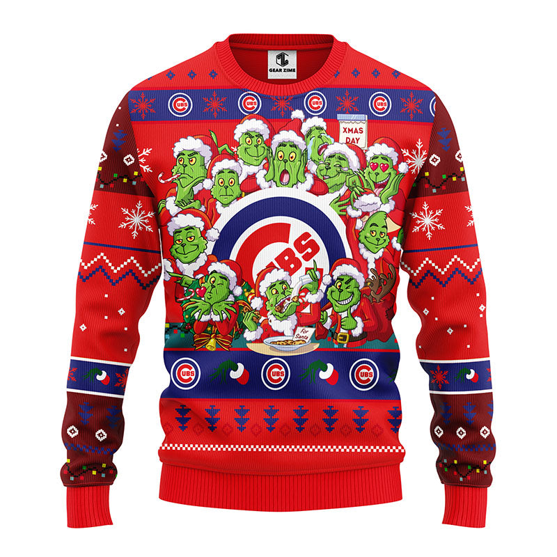 Chicago Cubs 12 Grinch Xmas Day Christmas Ugly Sweater