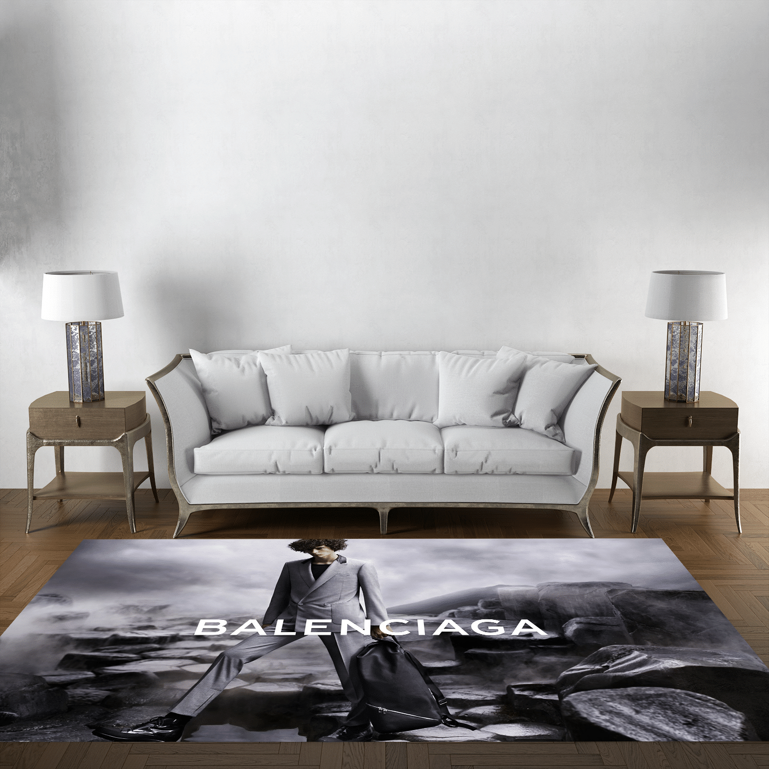 Balenciaga Logo Inspired Area Rug, L …