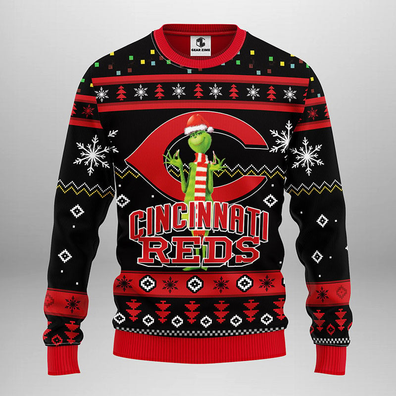 Cincinnati Reds Grinch Ugly Christmas Sweater