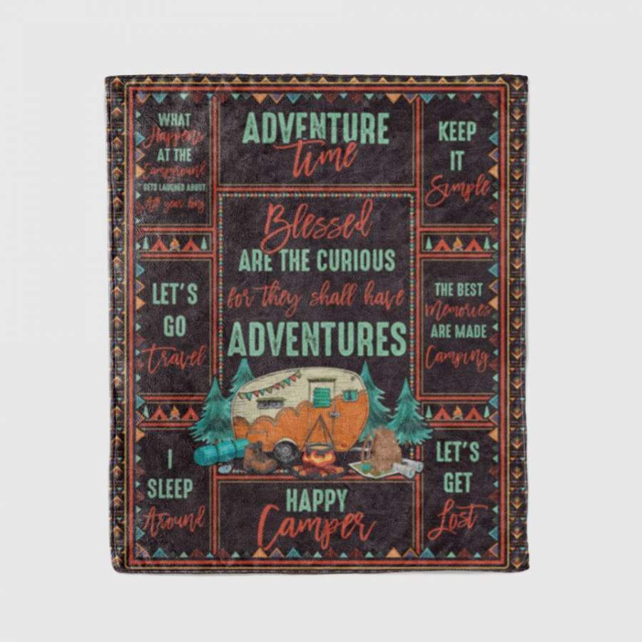 Have Adventures Camping Blanket – Custom Blanket / Personalized Blankets / Photo Blanket – Fleece Blanket / Sherpa Blanket