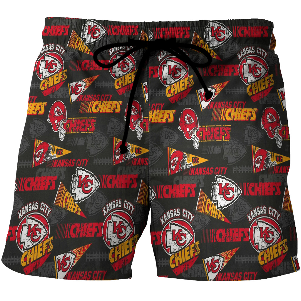 Kansas City Chiefs Emblem V9 3D All Over Print Summer Beach Hawaiian Short