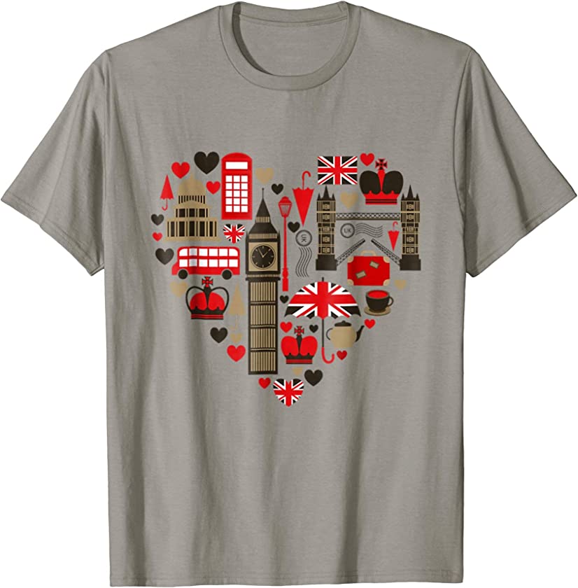 Vintage London Tshirt I Love Travel Wanderlust Union Jack