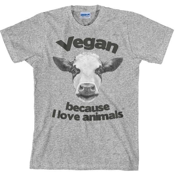 Vegan T Shirt Because I Love Animals Farm Animal Unisex Cotton T Shirt Item 2827