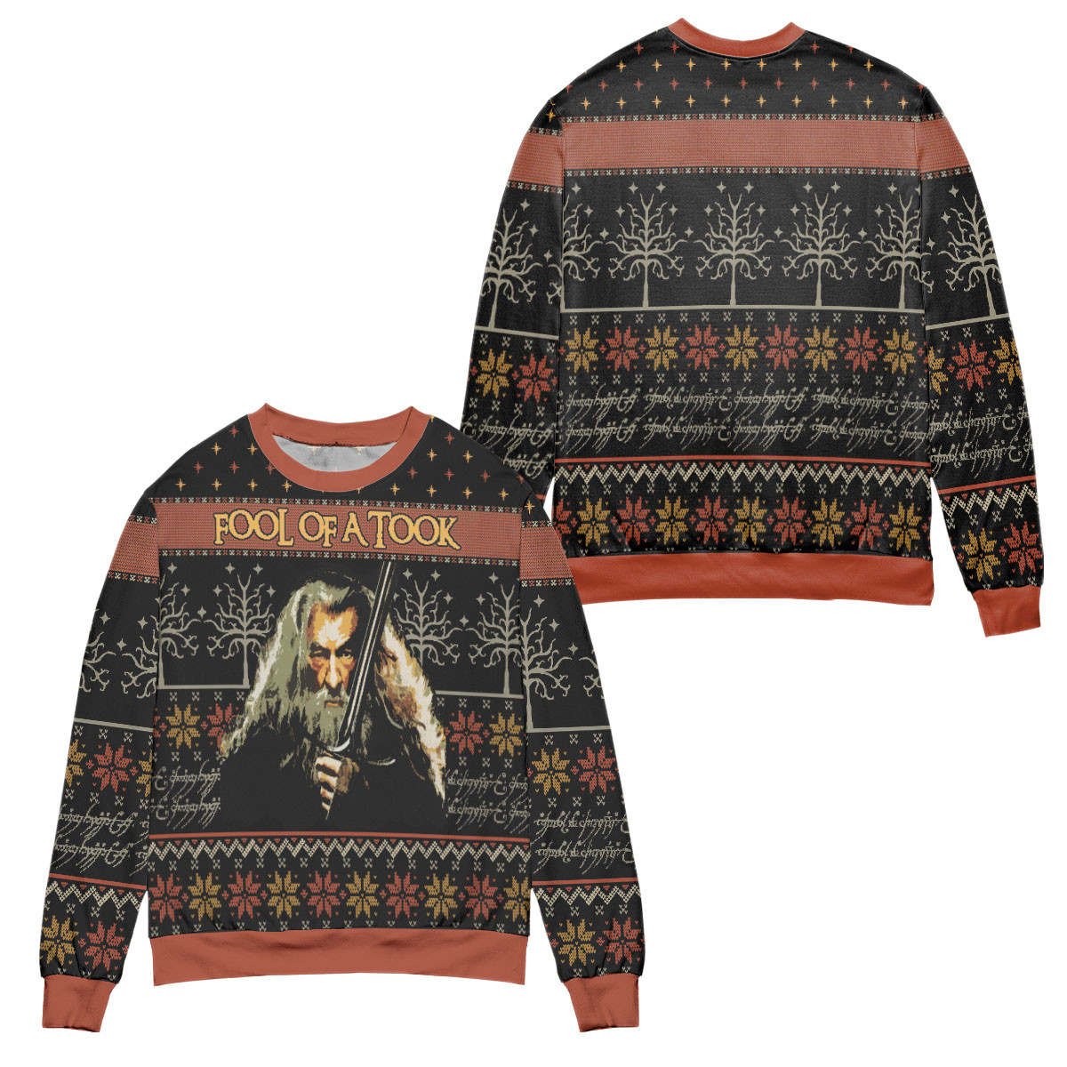 Gandalf Lord Of The Rings Fool Of A Took Snowflake Pattern Ugly Christmas Sweater – All Over Print 3D Sweater