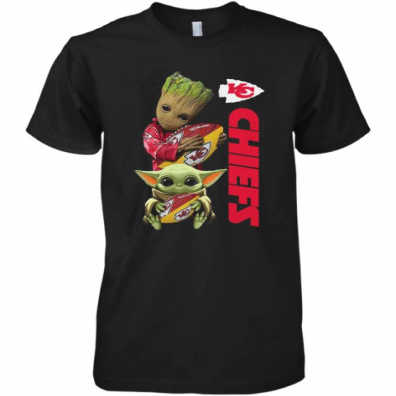 Baby Groot And Yoda Hug Kansas City Chiefs Premium Men's T-Shirt