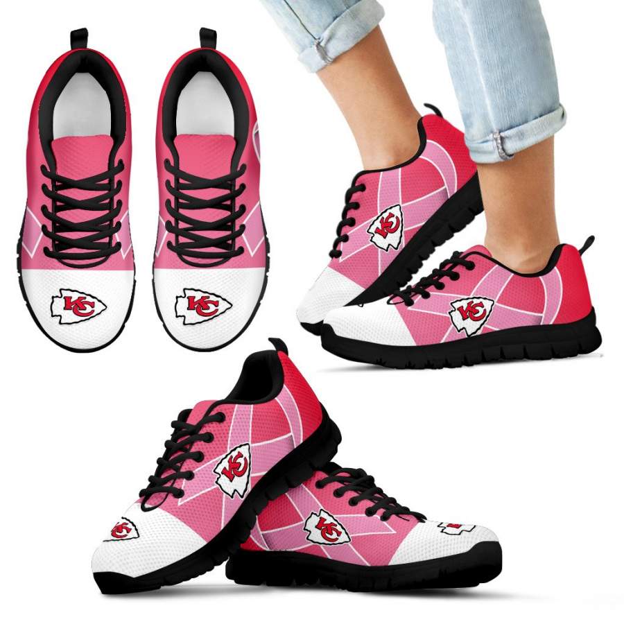 Kansas City Chiefs Cancer Pink Ribbon Sneakers