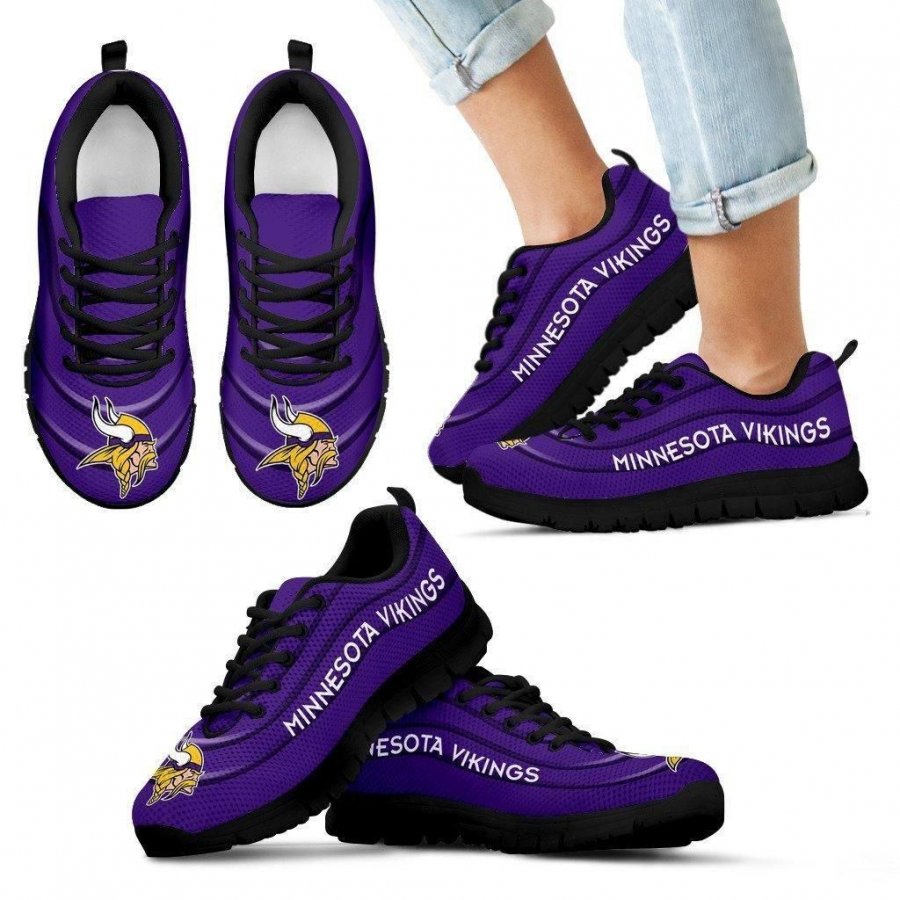 Wave Red Floating Pattern Minnesota Vikings Sneakers #960