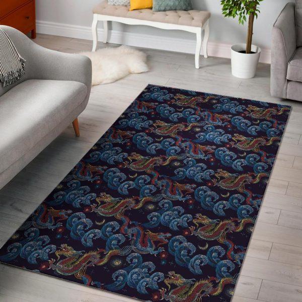 Chinese Wave Dragon Pattern Print Ho &hellip;