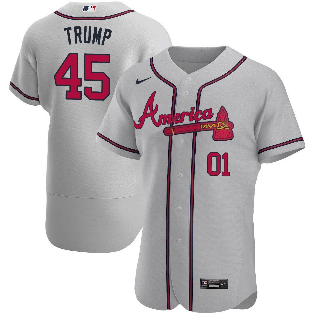 Atlanta Braves America Gray Jersey – All Stitched