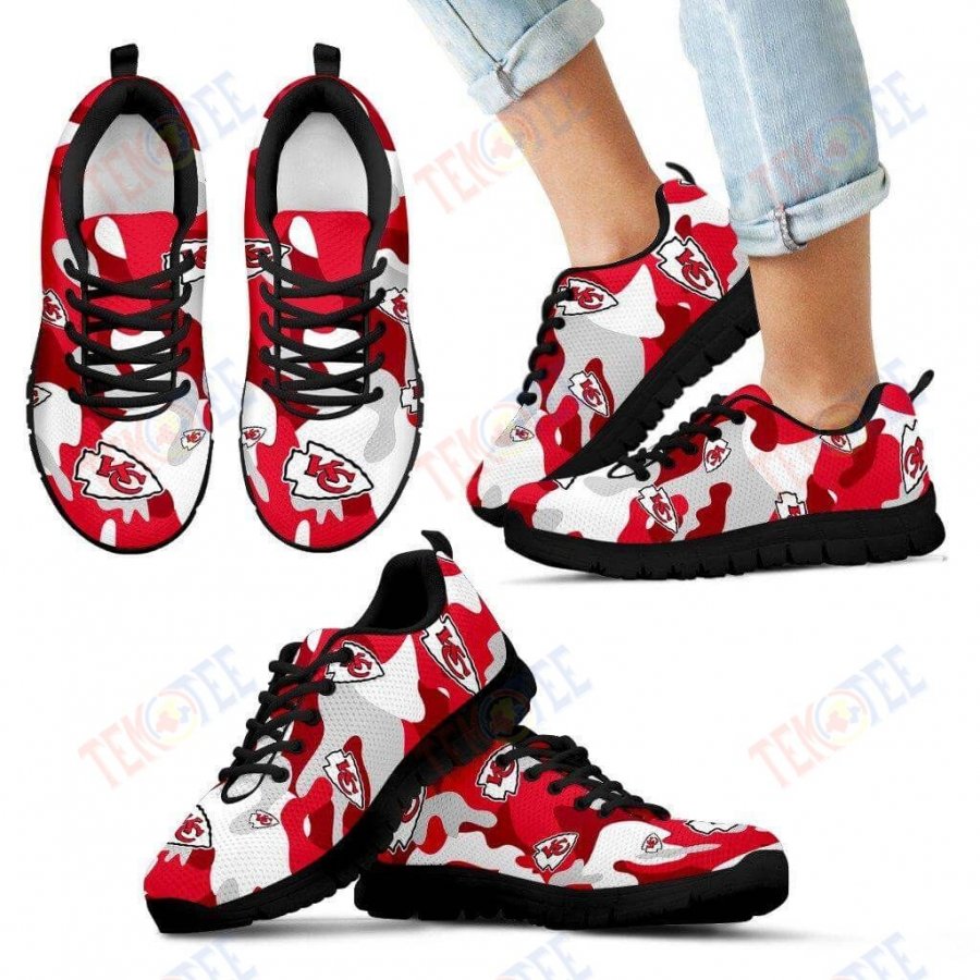 Mens Womens Kansas City Chiefs Sneakers Cotton Camouflage Fabric Military Solider Style Sneaker Running Shoes For Men Women TDT280