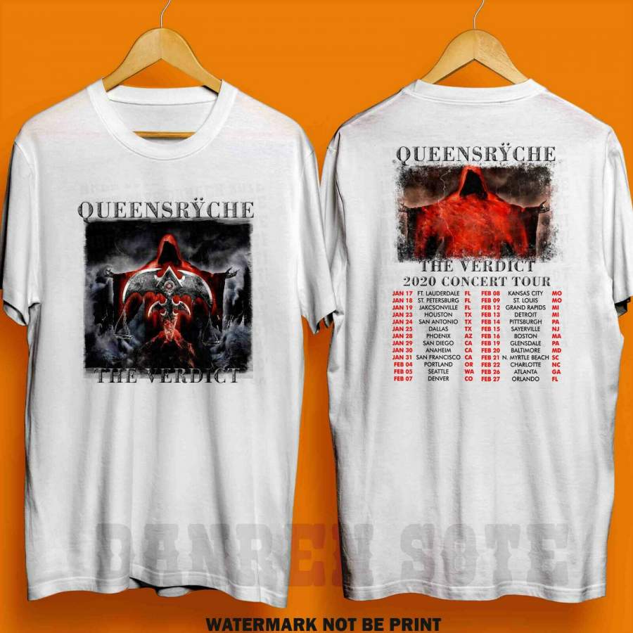 Queensryche Shirt 2020 The Verdict Concert Tour Tshirt Band Music Unisex Black White TUNED IN