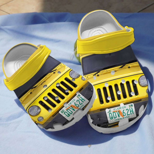 Yellow Jeep Crocs Shoes Crocband Clogs For Jeep Lover Hn