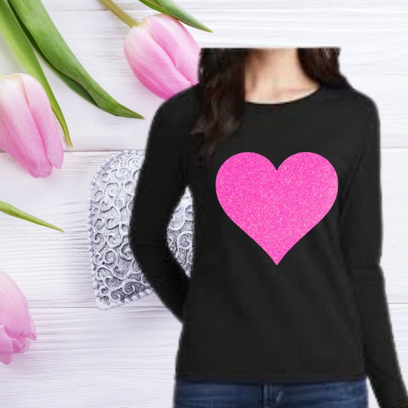 Valentine’s Day Shirt Heart Shirt Glitter Heart Shirt  Valentine’s Day Tshirt Valentines Day