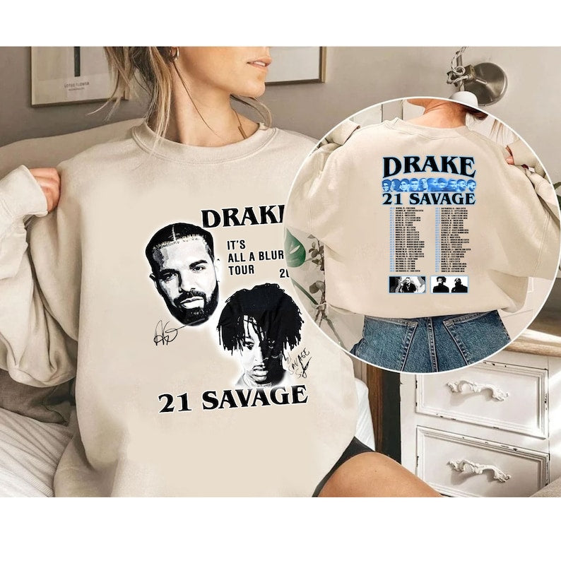 Drake 21 Savage Tour Rescheduled Sweatshirt, Drake It’S All A Blur Tour 2023 Shirt, Drake 21 Savage Tour, 21 Savage Rapper Shirt