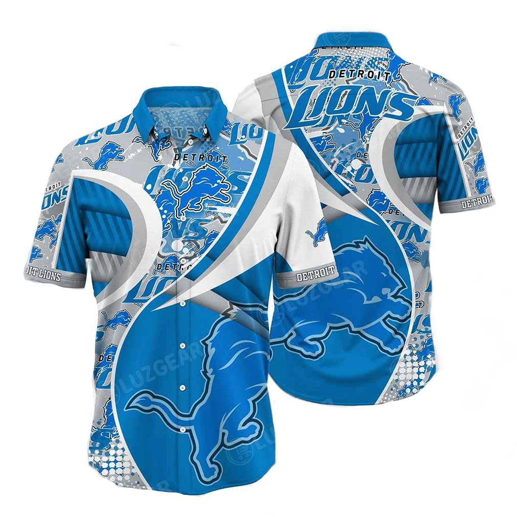 Detroit Lions Hawaiian Shirt American Football Detroit Lions Team Symbol Blue White Hawaii Shirt For Men Detroit Lions Aloha Shirt - Product by Prowallart Shop