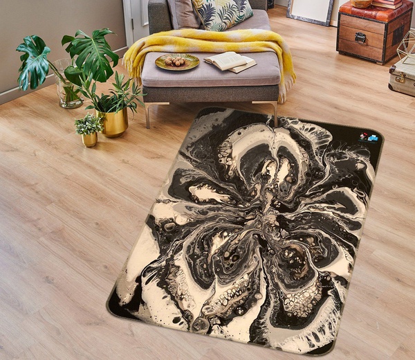 3D Black Light Brown Texture Pattern Area Rug Home Decor