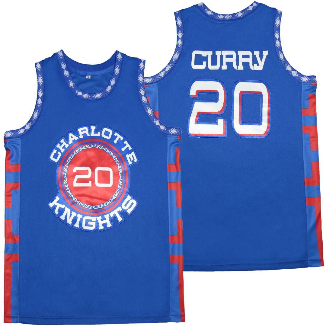 #20 Stephen Curry Charlotte Knights Blue Basketball Jersey For Fans ...