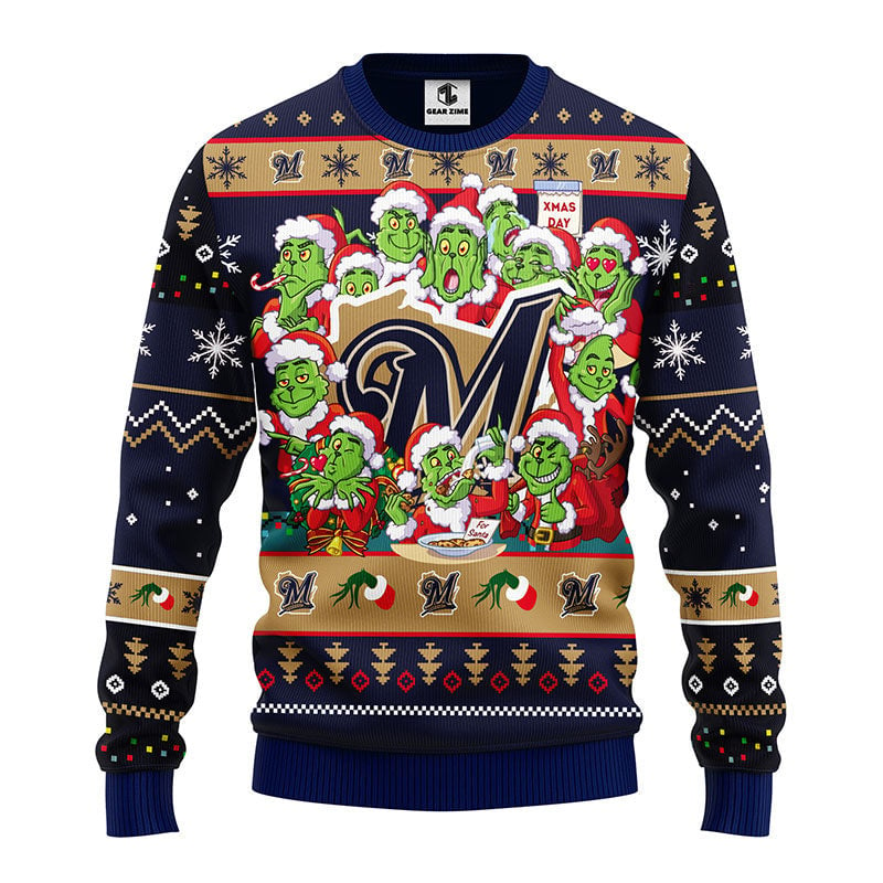 Milwaukee Brewers 12 Grinch Xmas Day Ugly Christmas Sweater