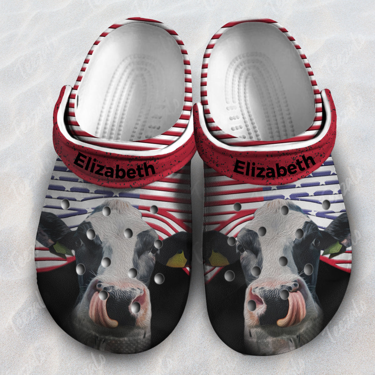 Cow Hole America Flag Personalized Clog Shoes