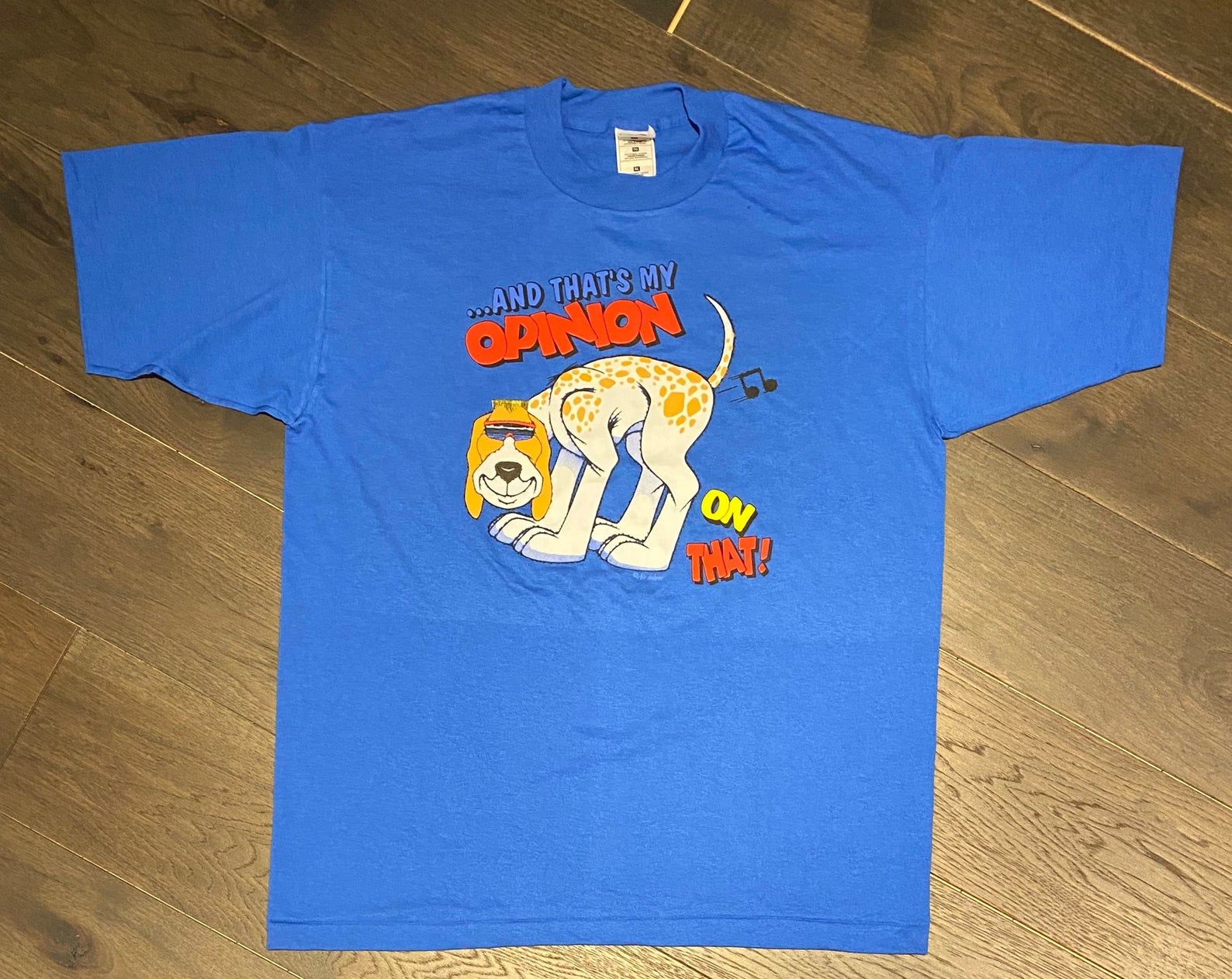 And That’s My Opinion On That Graphic Tee | | Vintage 1990s Single Stitch Cartoon Dog Blue T-shirt |  To Usa |