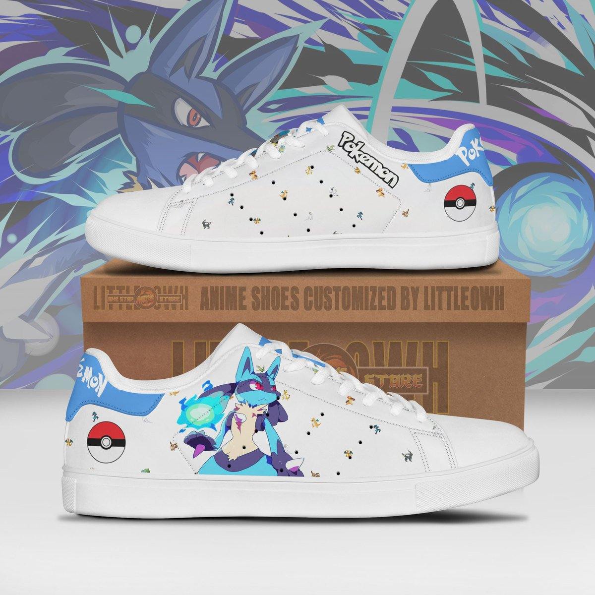 Pokemon Lucario Skateboard Shoes Custom Anime Sneakers