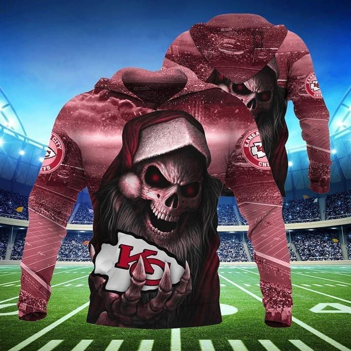 Kansas City Chiefs Santa Skull 3D T Shirt Hoodie Sweater