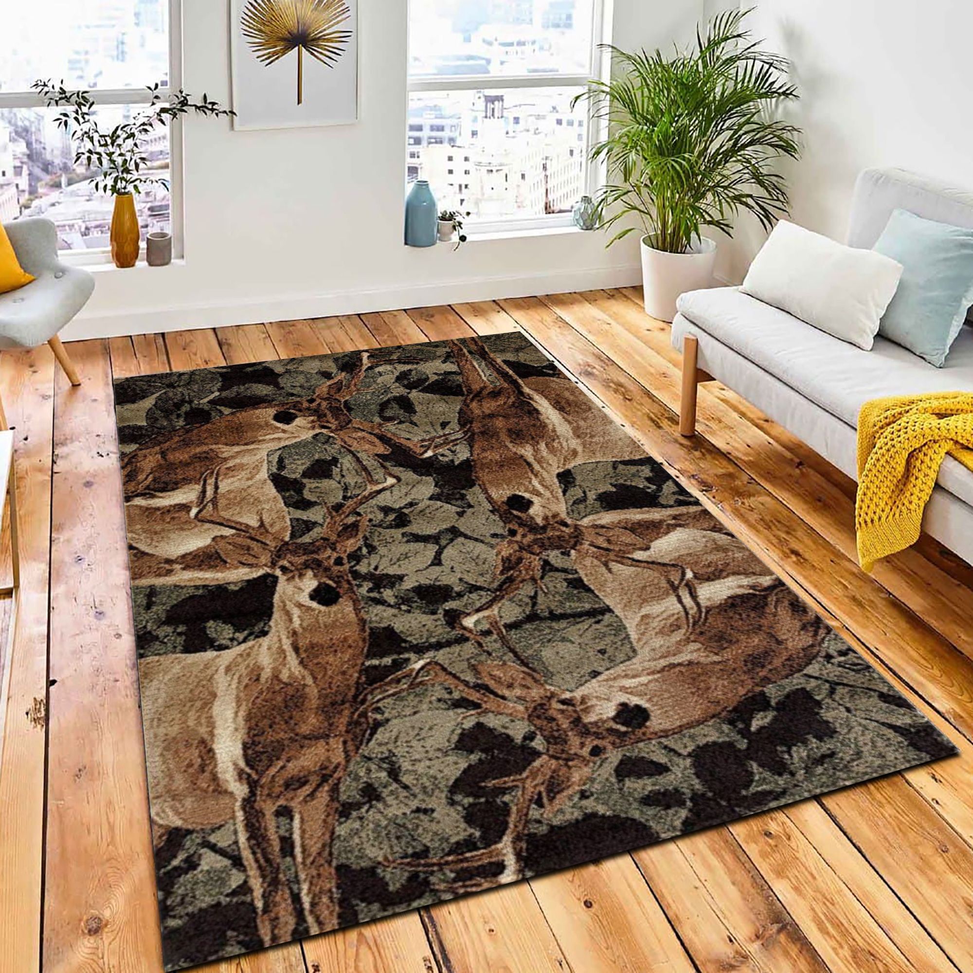 Wonderful Whitetails Area Rug Rustic Cabin & Lodge Area Rug Home Decor Rug